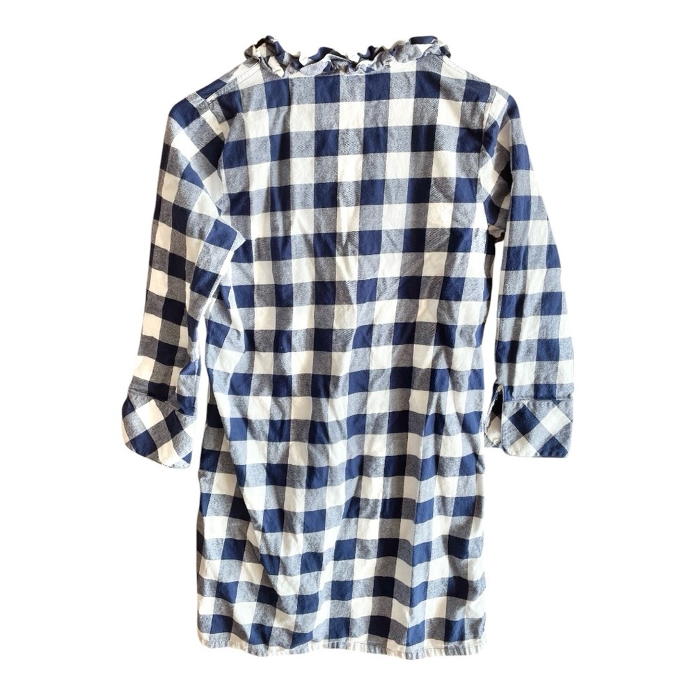 Vineyard Vines Plaid Flannel Ruffle Neck Cotton Dress - Picture 2 of 4